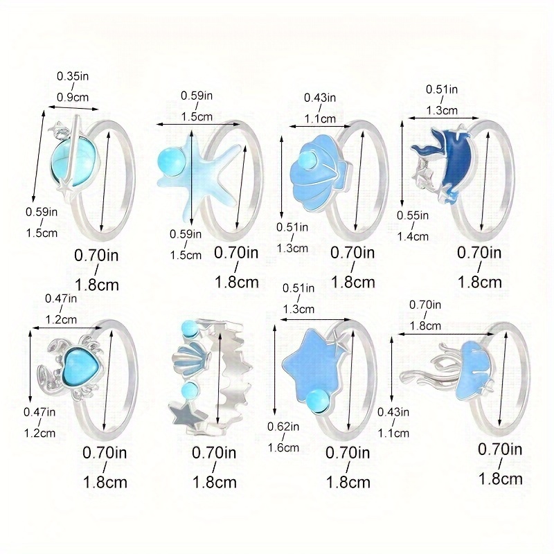 Retro Minimalist Statement Ocean Style Ring Set